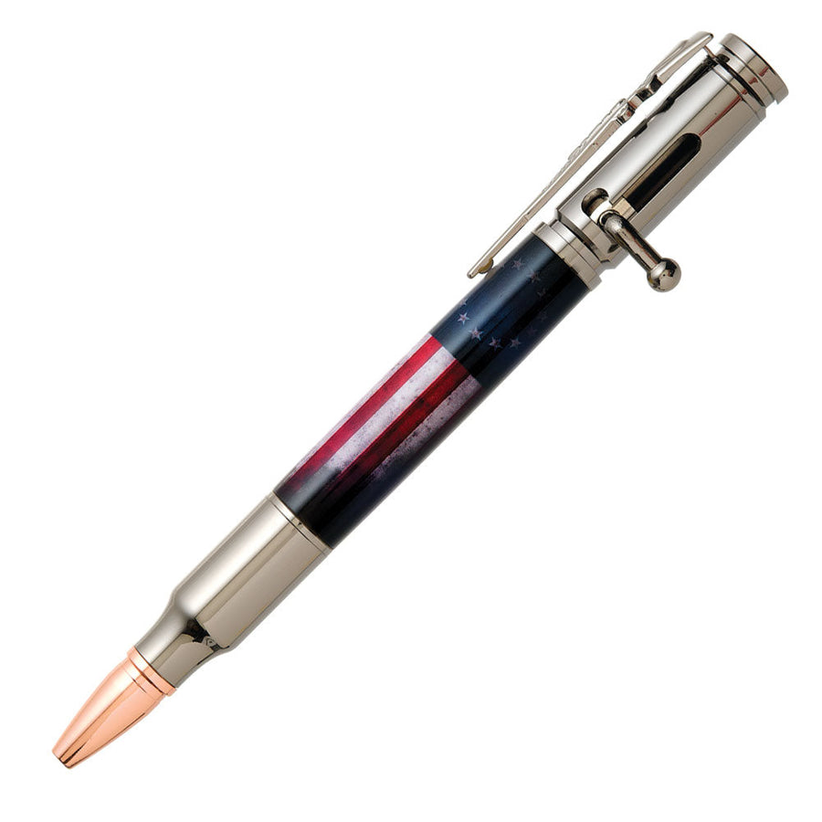 Hobble Creek Craftsman Bolt Action Patriotic Pen Blank Distressed Betsy Ross Flag