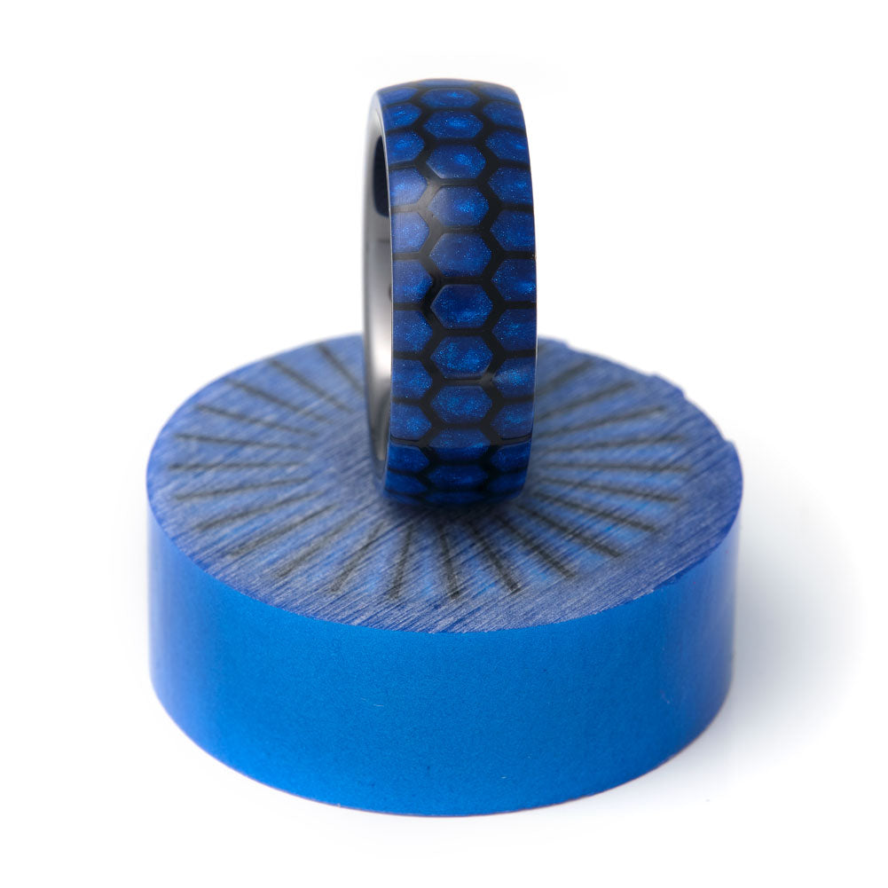 Hobble Creek Craftsman Honeycomb Ring Blank Ajisai Blue