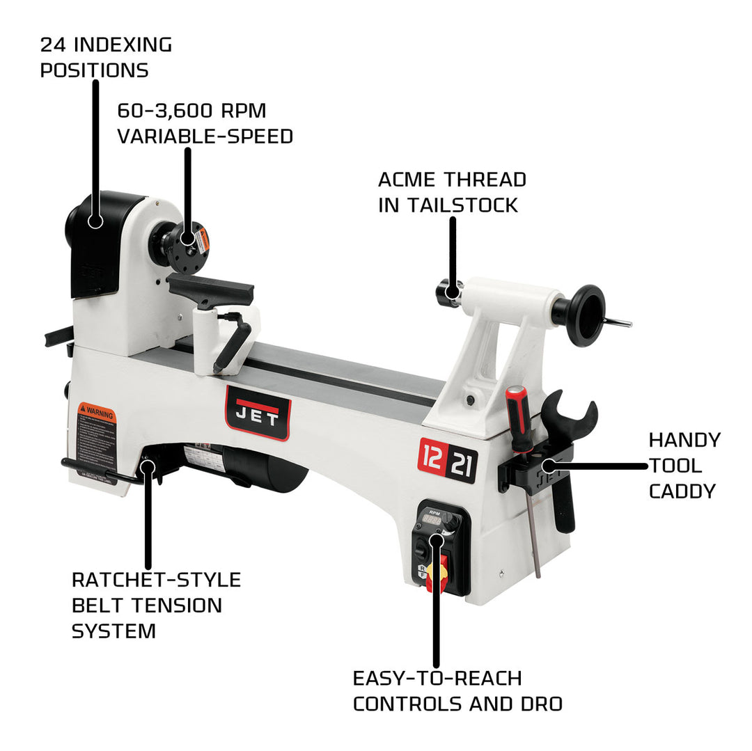 JET 1221 Variable Speed Midi Lathe
