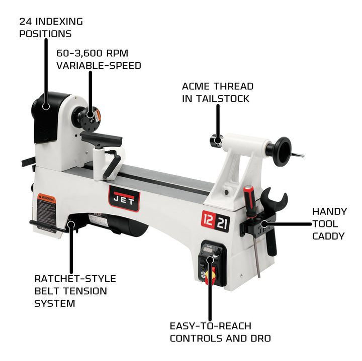 JET 1221 Variable Speed Midi Lathe