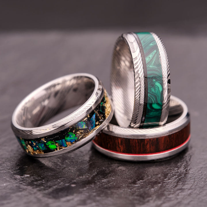 Artisan Damascus Stainless Steel Comfort Fit Inlay Ring Core Size 12.5
