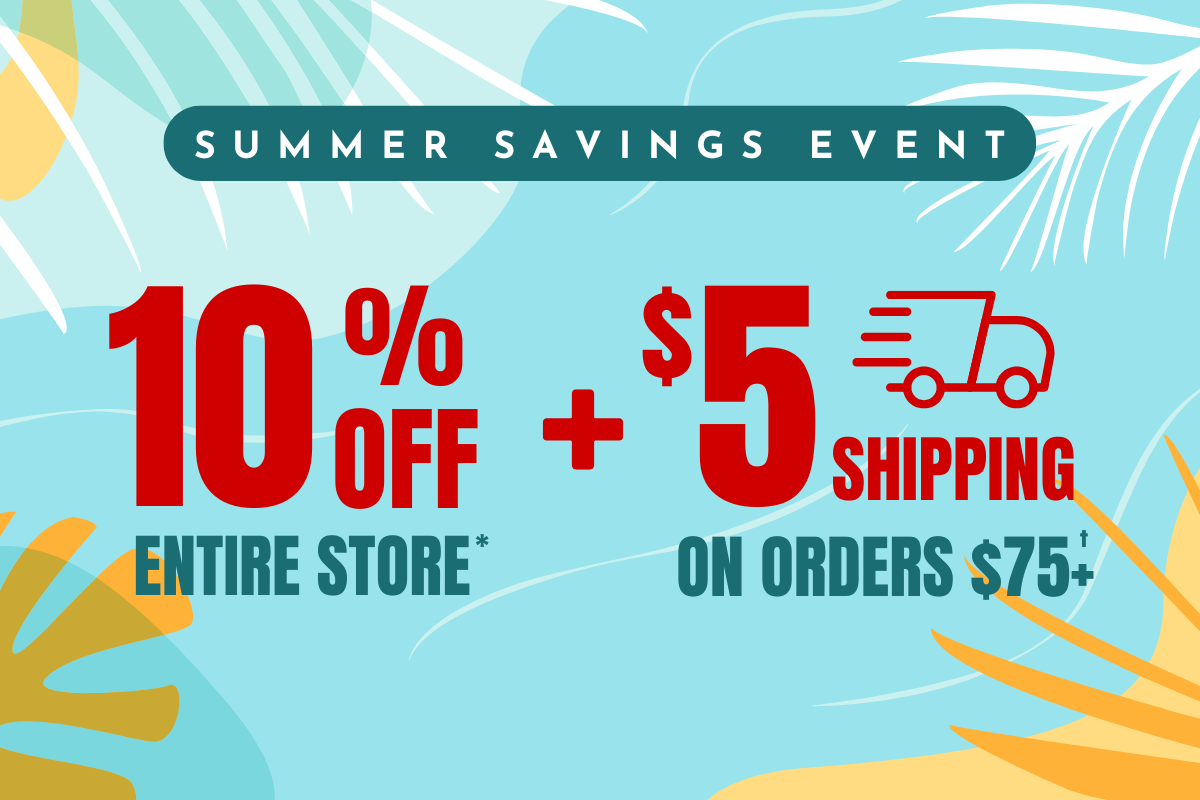 10 percent off plus $5 shipping on orders over $75. Some restrictions apply.