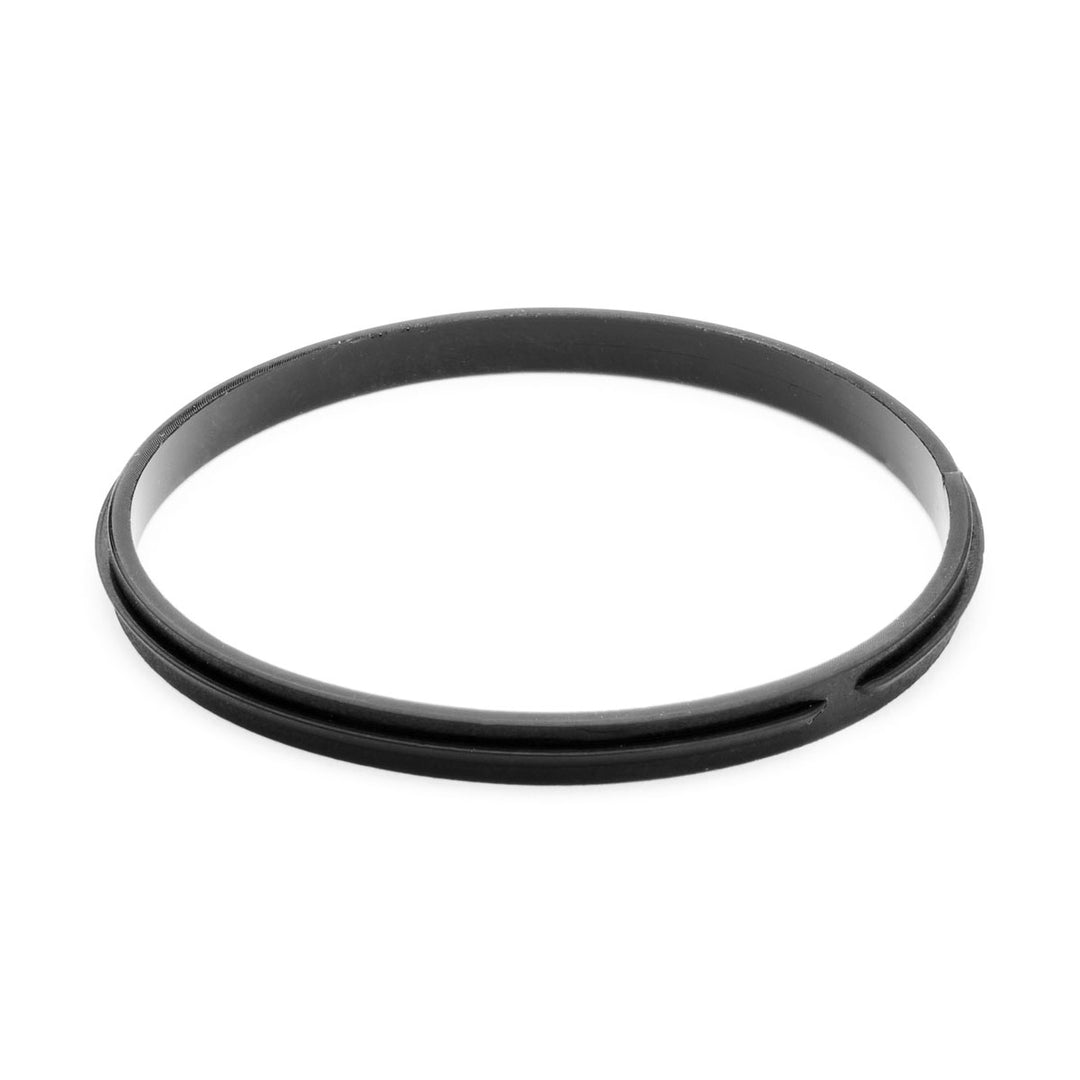 Black rubber gasket on a white background