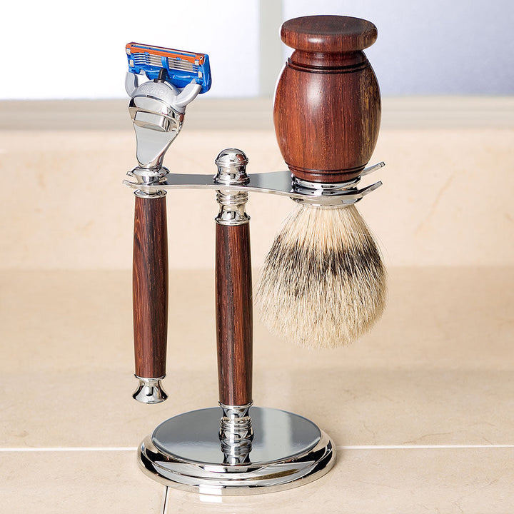 Artisan Classic Razor & Shaving Brush Stand Kit Chrome
