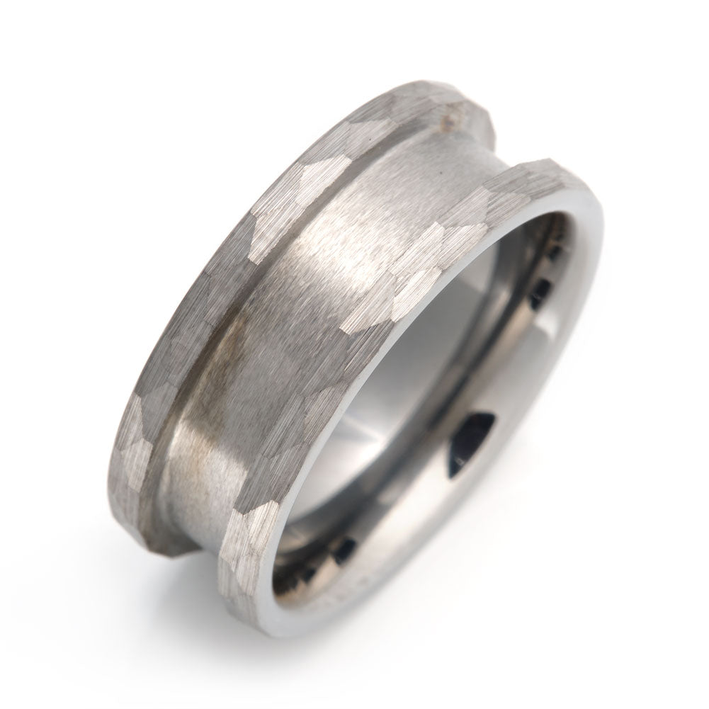 Artisan Hammered Tungsten Comfort Fit Inlay Ring Core