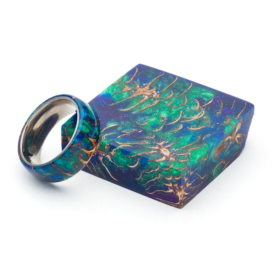Hobble Creek Craftsman Mini Pine Cone Ring Blank Green-Blue