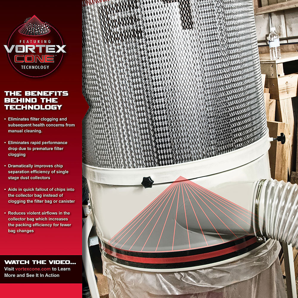 JET Vortex Dust Collector 1-1/2 HP DC-1100VX-CK