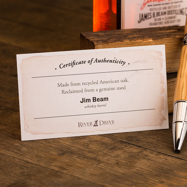 Jim Beam Whiskey Barrel Pen Blank w/ Authenticity Certificate