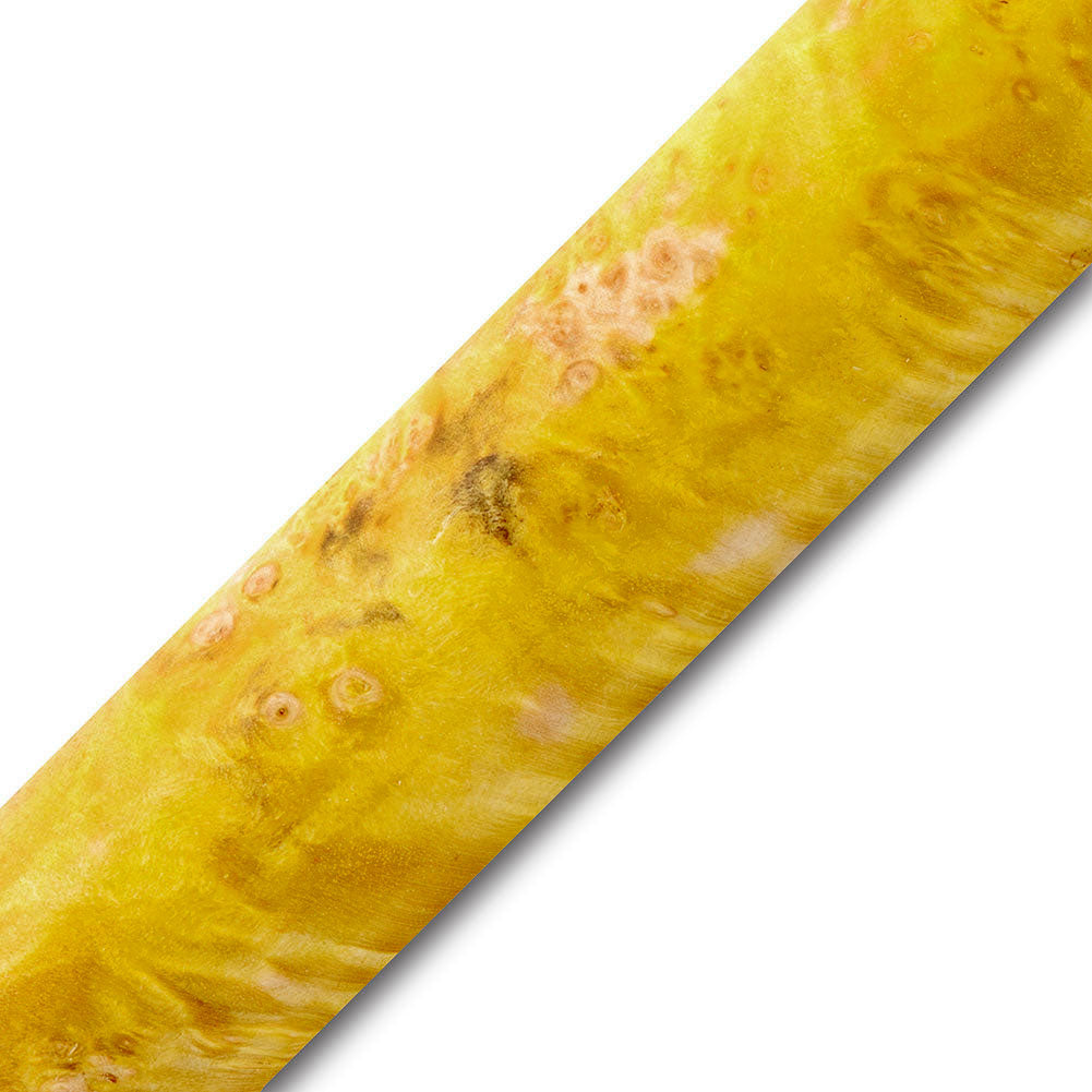 Dyed Box Elder Burl Stabilized Pen Blank - Yellow