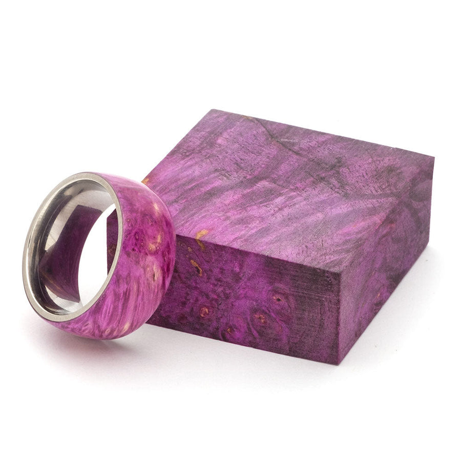 Turners Choice Stabilized Ring Blank Purple Dyed Box Elder Burl