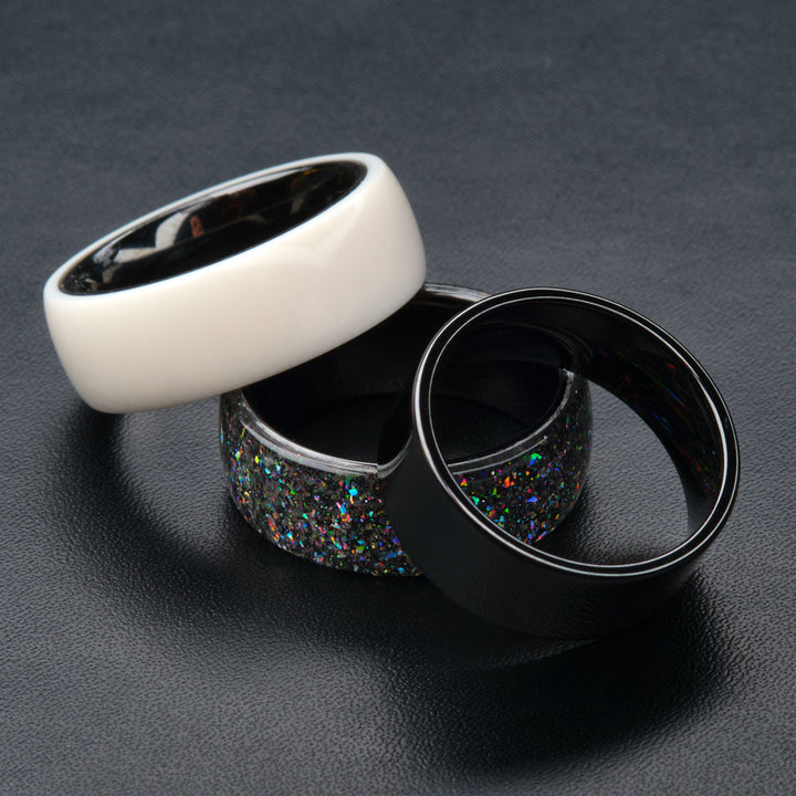 Artisan Black Ceramic Comfort Fit Ring Core 5mm Size 13