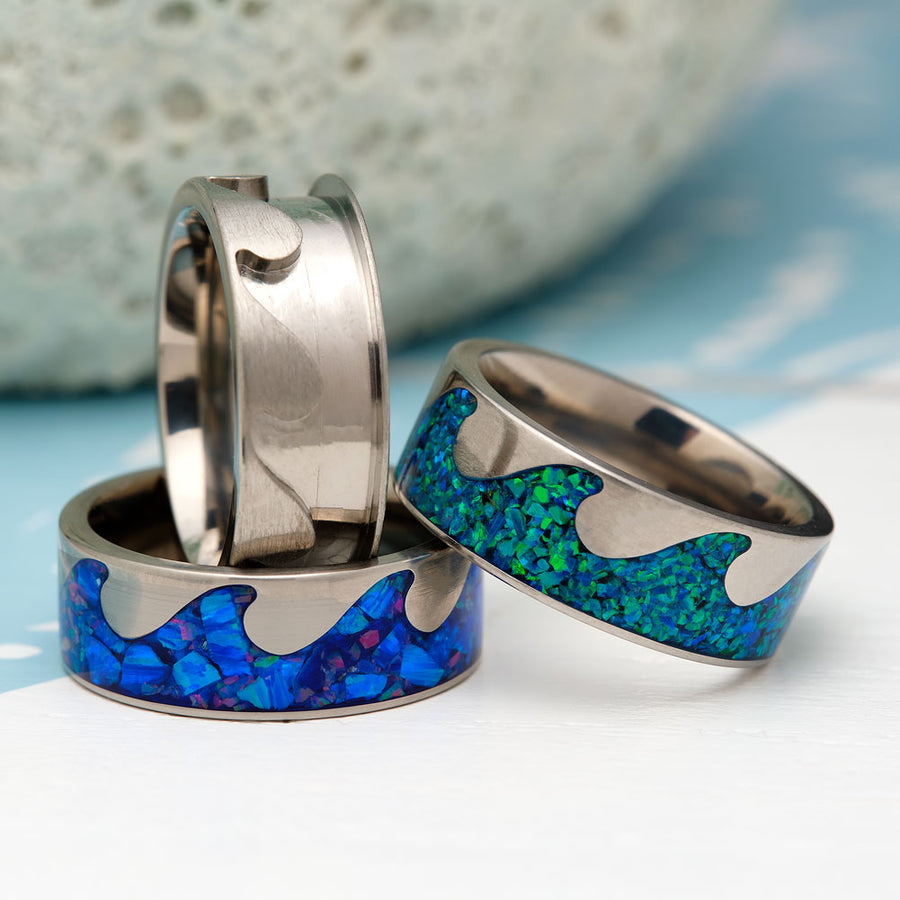 JDG Ocean Wave Inlay Ring Core Size 14